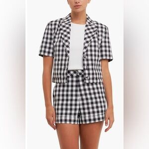 New Short Sleeve Gingham Blazer size xs